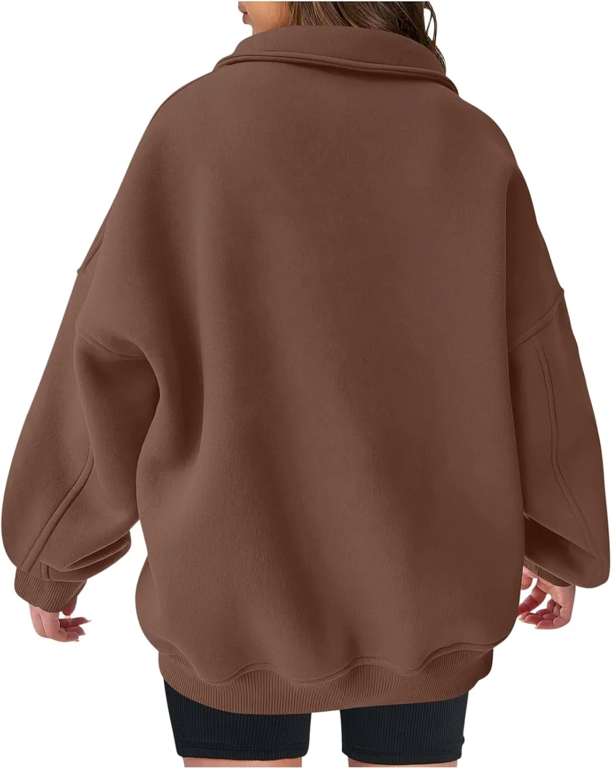 Women's Oversized Quarter Half Zip Hoodies Sweatshirt,2024 Winter V Neck Long Sleeve Pullover Tunic Trendy Clothes