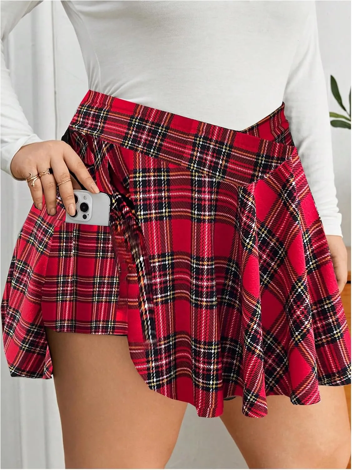 Women's Plus Size Ruffle Hem High Waist Skorts Summer Casual Midi Shorts Tennis Skirt Short