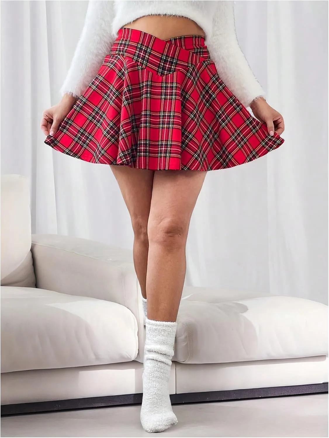 Women's Plus Size Ruffle Hem High Waist Skorts Summer Casual Midi Shorts Tennis Skirt Short