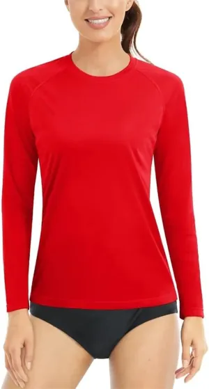 Women's Protection Long Sleeve Rash Guard Quick Dry Lightweight Workout Swim Top Tee Shirts