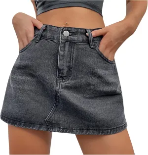 Women's Shorts Summer Fashion High Waisted Button Denim Skirt Wide Leg Baggy Outdoor Lounge Jeans with Pockets