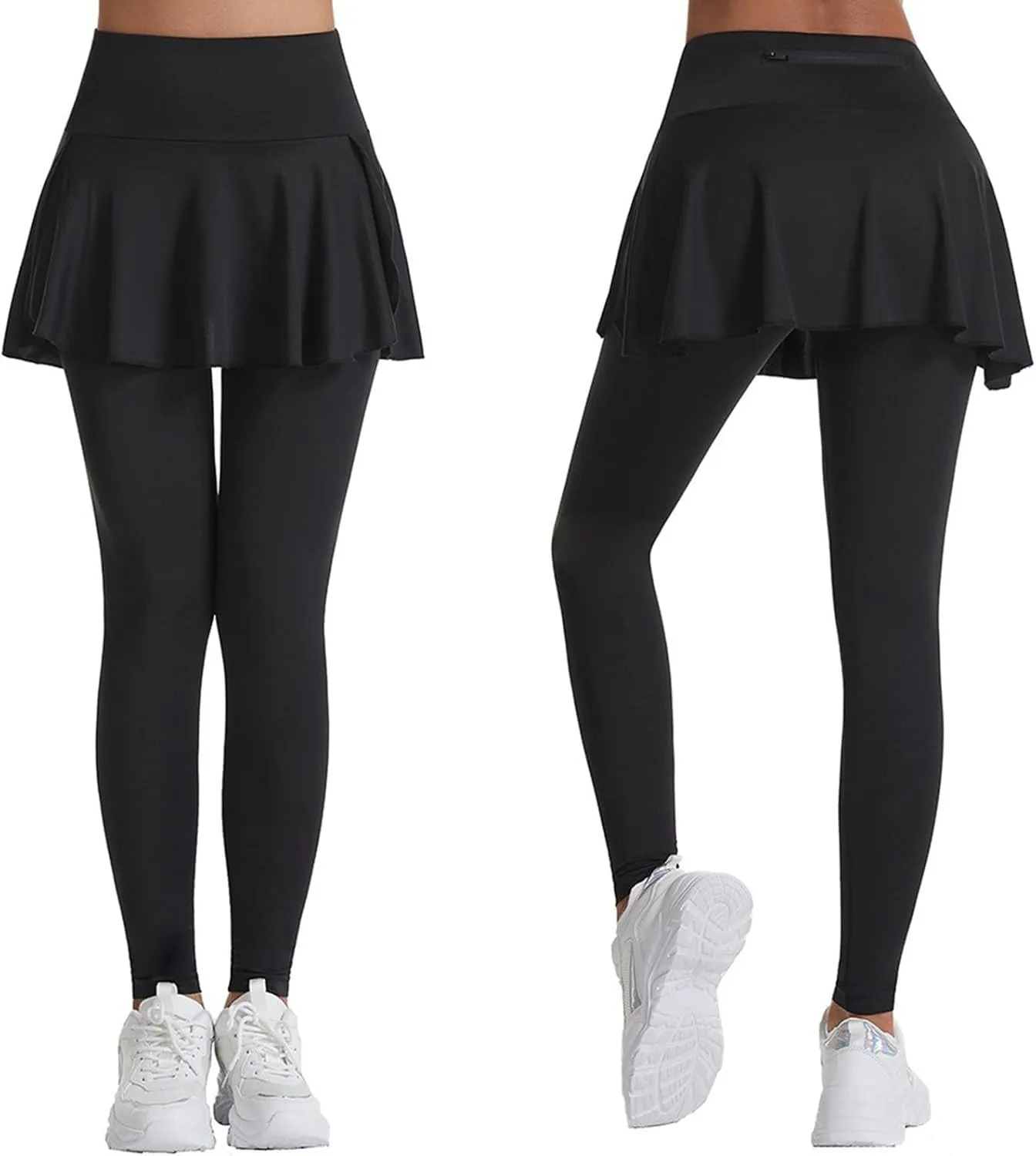 Women's Skirted Leggings Capri Skirt with Pockets Yoga Active Tights Pants Golf Tennis Workout Skort