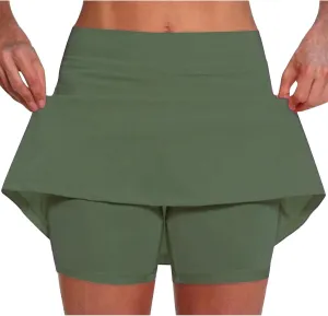 Womens Skorts Summer Casual Plus Size Tummy Control Skorts High Waist Athletic Sport Skirt Pant Golf Tennis Shorts