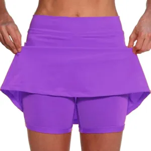 Womens Skorts with Pockets 2 in 1 Skorts Elastic High Waist Tummy Control Athletic Tennis Skirt Mini Short Skirts