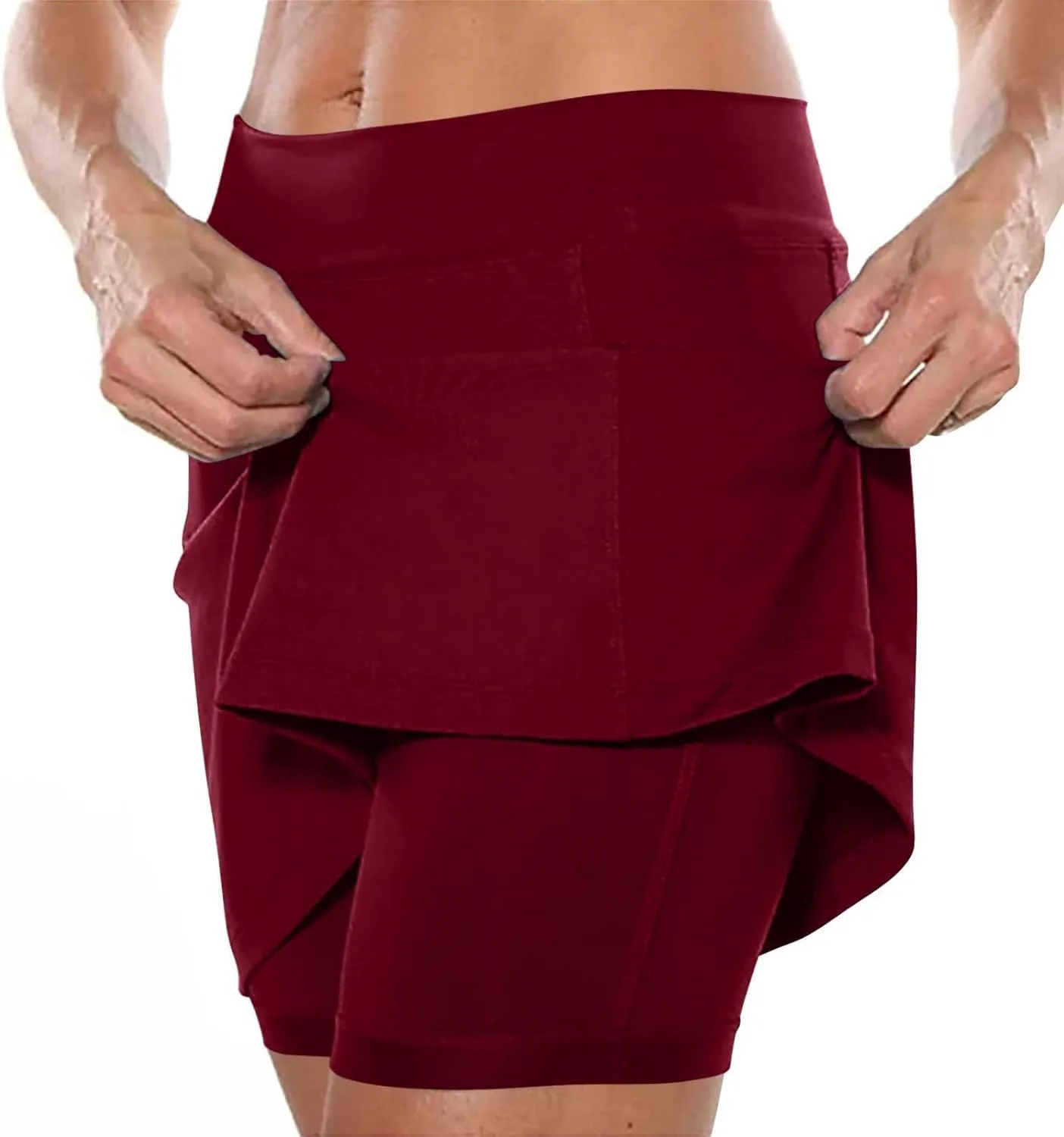 Womens Skorts with Pockets Tummy Control Plus Size Skorts High Waist Athletic Tennis Golf Skirt Biker Shorts