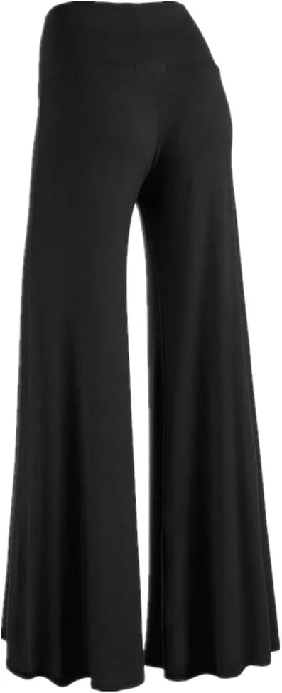 Womens Solid Palazzo Pants High Waist Wide Leg Pants Stretchy Pants