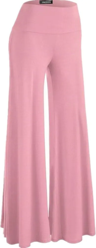 Womens Solid Palazzo Pants High Waist Wide Leg Pants Stretchy Pants