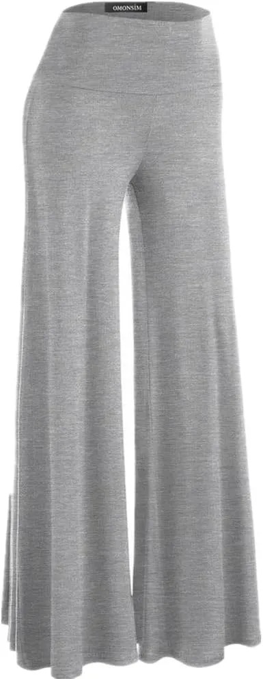 Womens Solid Palazzo Pants High Waist Wide Leg Pants Stretchy Pants