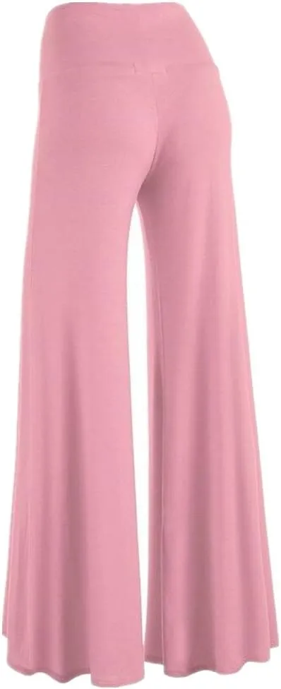 Womens Solid Palazzo Pants High Waist Wide Leg Pants Stretchy Pants