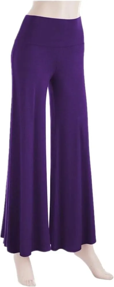 Womens Solid Palazzo Pants High Waist Wide Leg Pants Stretchy Pants
