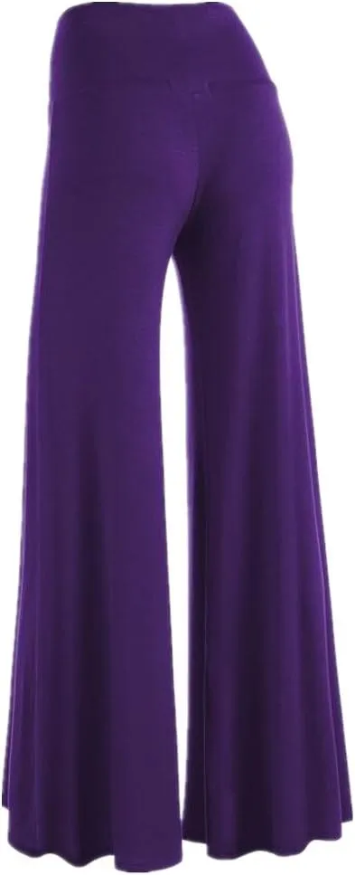 Womens Solid Palazzo Pants High Waist Wide Leg Pants Stretchy Pants