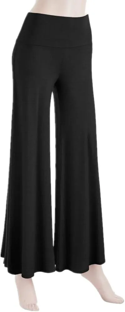 Womens Solid Palazzo Pants High Waist Wide Leg Pants Stretchy Pants