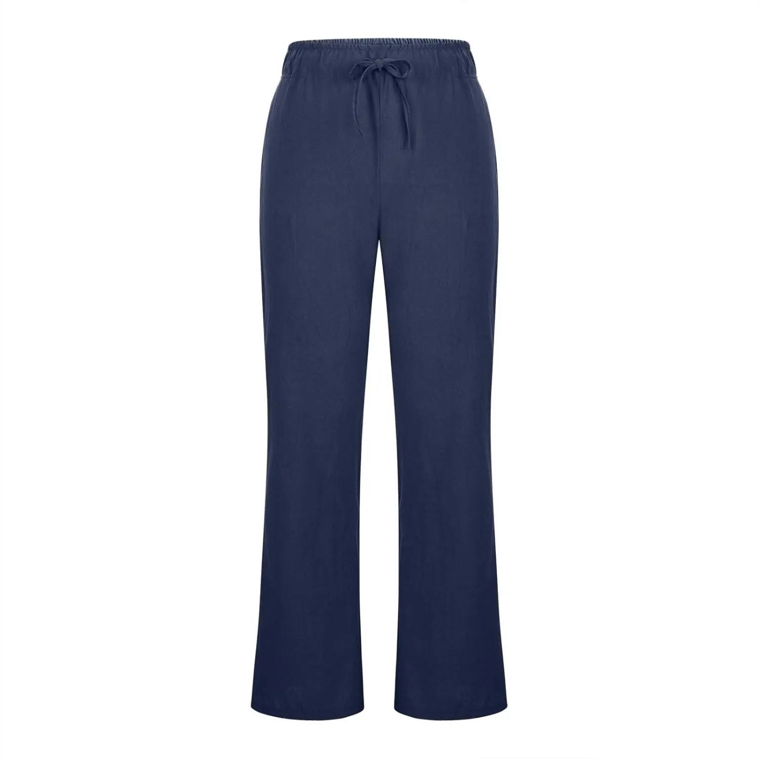 Women's Summer Cotton Linen Pants High Waist Wide Leg Loose Palazzo Pants Casual Beach Trousers Loose Fit with Pockets