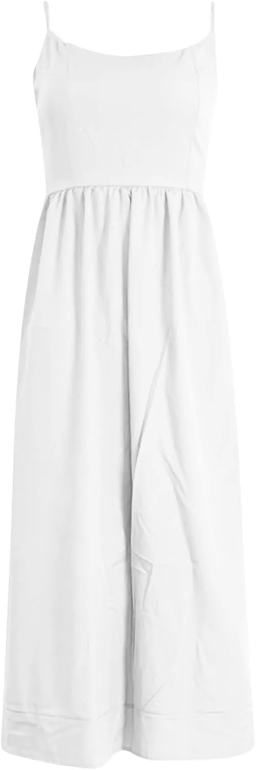 Womens Summer Dresses 2025 Sleeveless Flowy Pleated A Line Beach Vacation Sundress Fashion Spaghetti Strap Dresses