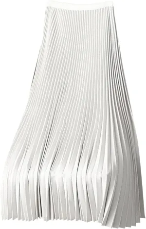 Women's Summer Midi Satin Skirt Dressy Casual High Waisted Pleated Elastic Waist A Line Flowy Elegant Skirts