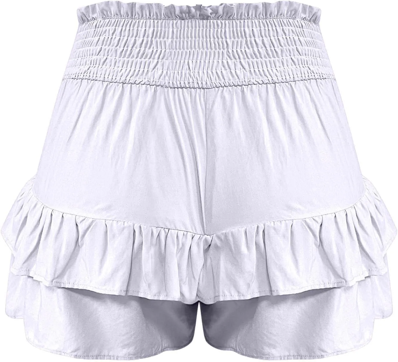 Womens Summer Skorts Flowy Mini Skirts High Waist Ruffle Tiered Skorts Casual Boho Beach Skirts Built-in Shorts