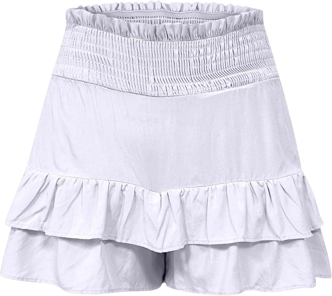 Womens Summer Skorts Flowy Mini Skirts High Waist Ruffle Tiered Skorts Casual Boho Beach Skirts Built-in Shorts