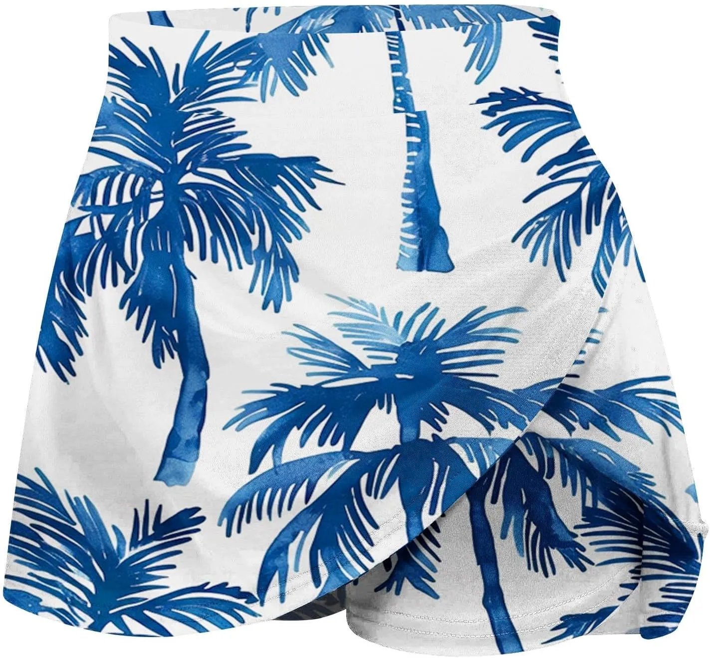 Womens Summer Tennis Skorts with Built in Shorts Workout Golf Athletic Skirts Hawaiian Vacation Floral Print Shorts