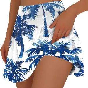Womens Summer Tennis Skorts with Built in Shorts Workout Golf Athletic Skirts Hawaiian Vacation Floral Print Shorts