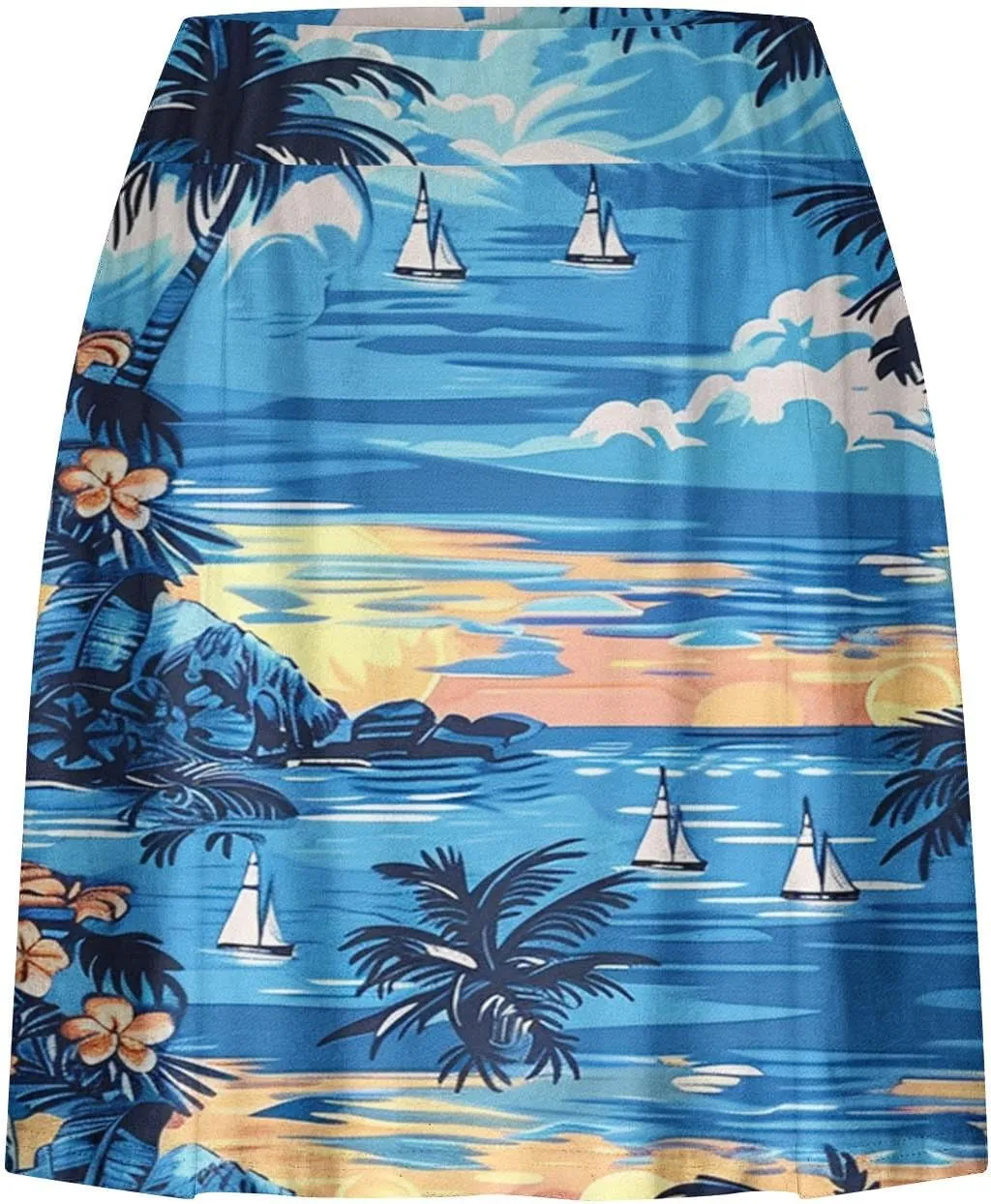 Womens Summer Tennis Skorts with Built in Shorts Workout Golf Athletic Skirts Hawaiian Vacation Floral Print Shorts