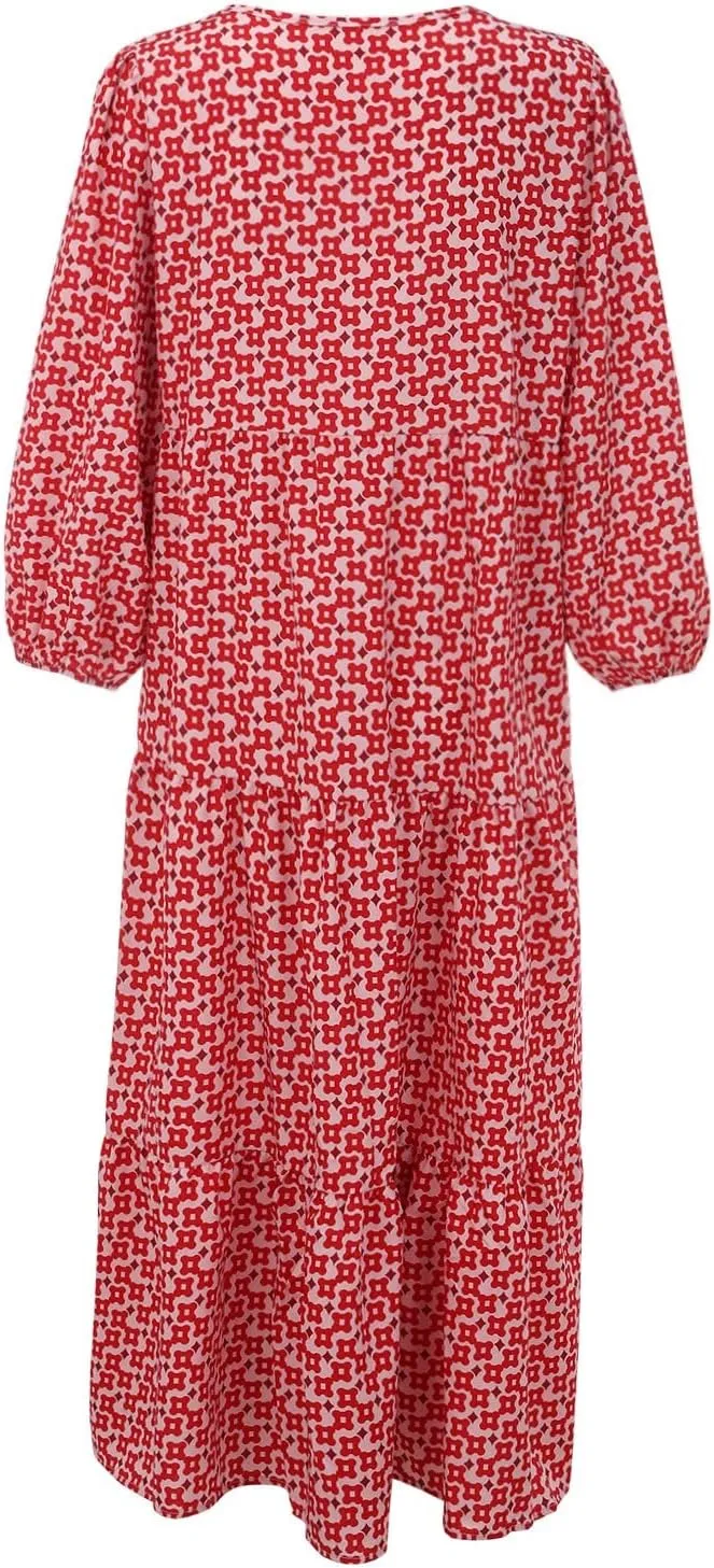 Womens Sundress Pleated Ruffle Maxi Dresses Pretty Garden Dresses for Women Long Puff Sleeve Skirt Vacation Summer 2025