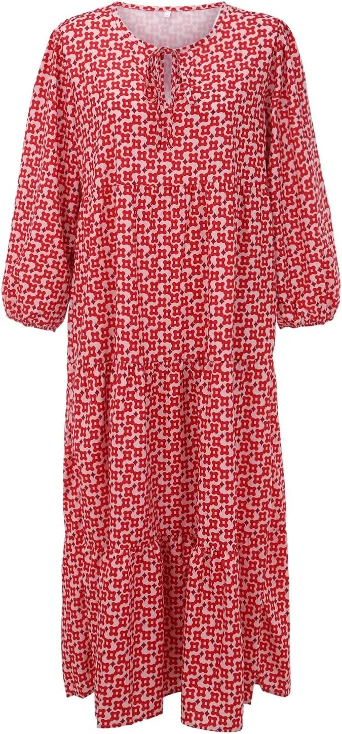 Womens Sundress Pleated Ruffle Maxi Dresses Pretty Garden Dresses for Women Long Puff Sleeve Skirt Vacation Summer 2025