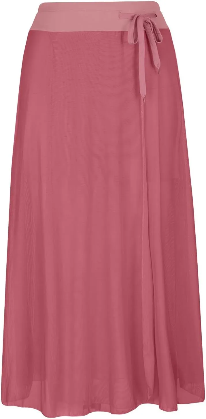 Women's Tulle Skirts Midi Elastic High Waist Flowy Pleated A-Line Mesh Party Long Skirts Swing Summer Beach Skirts