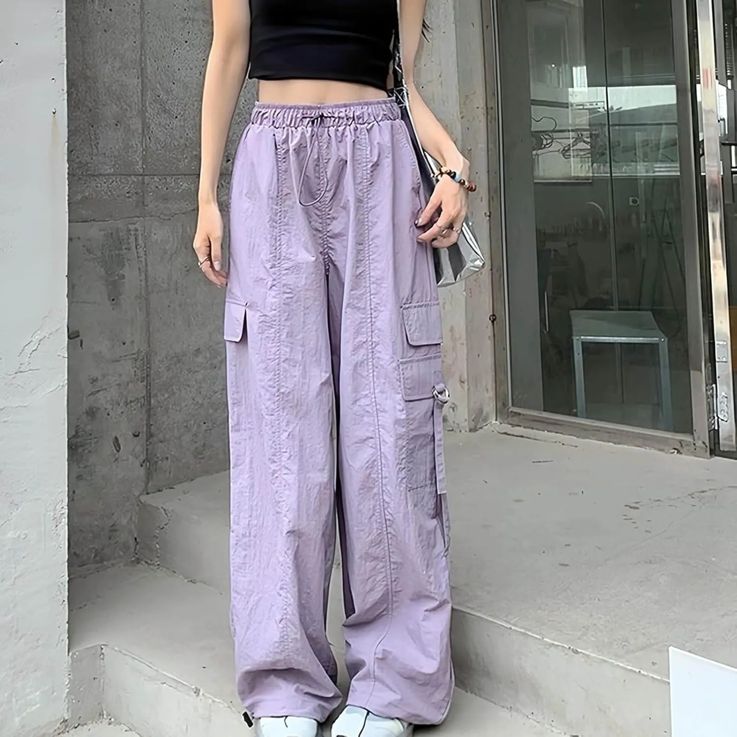 Womens Wide Leg Harem Pants Winter Foldable Travel Jeans with Pockets Water Resistant Fleece Lined