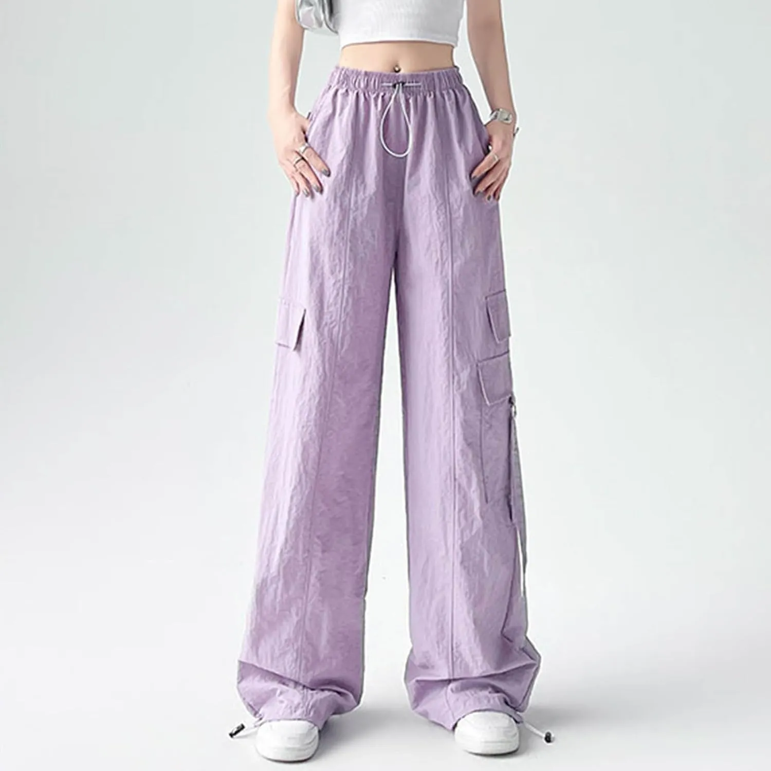 Womens Wide Leg Harem Pants Winter Foldable Travel Jeans with Pockets Water Resistant Fleece Lined