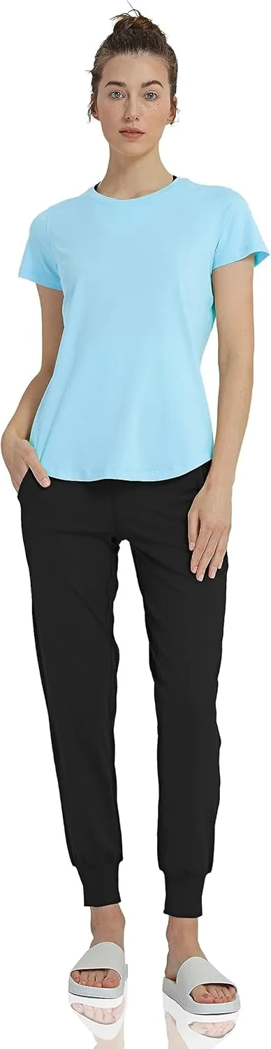 Women's Workout T-Shirt Short Sleeve Lightweight Crew Neck Shirts Yoga Running Exercise Athletic Tee Top
