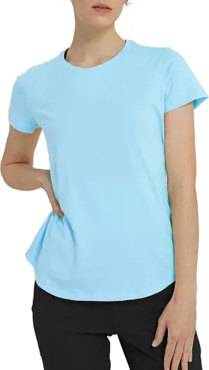 Women's Workout T-Shirt Short Sleeve Lightweight Crew Neck Shirts Yoga Running Exercise Athletic Tee Top