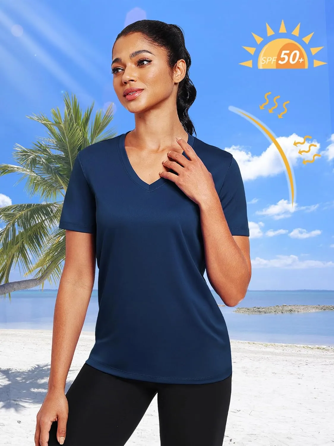 Workout Tops for Women Short Sleeve Athletic Shirts UPF 50  Sun Protection Quick Dry Running T Shirts