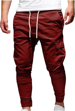 Xiaojmake Mens Casual Joggers Pants Y2K Chino Cargo Pants Outdoor Hiking Track Jogging Pants Stretchable Cotton Sweatpants