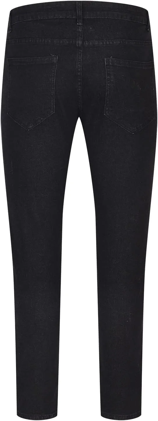 XUNRYAN Teen Boys Mens Jeans Slim Fit Skinny Denim Pants Distressed Ripped Stretch Tapered Jean Junior Pants Streetwear