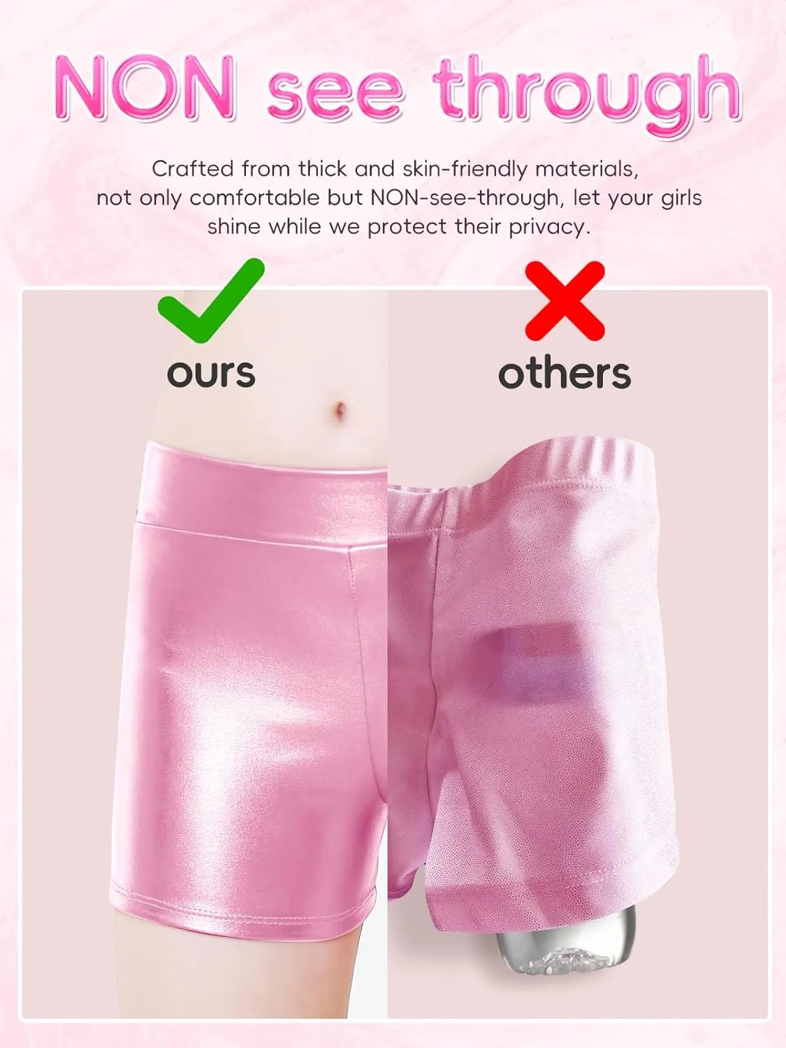 YgneeDom Girls Metallic Shorts - Shiny Dance Hot Pants Sparkly Athletic Shorts 80s Outfits Pants for Kids