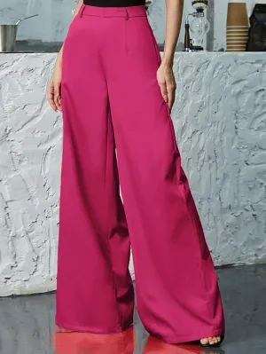 ZARKL Women's Pants Pants for Women Zip Back Wide Leg Pants (Color : Hot Pink, Size : Medium)