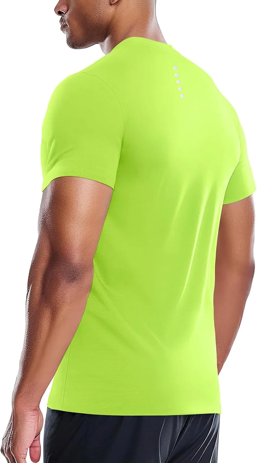 Zengjo Men's Workout Shirts Lightweight Quick Dry Gym Running Athletic Performance Tee Moisture Wicking Short Sleeve
