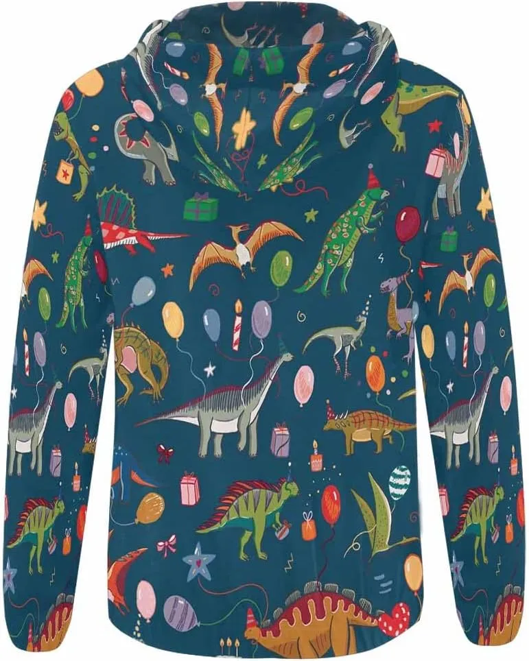 Zip Up Hoodie Women Cute Cartoon Dinosaurs Womens Drawstring Hoodies Long Sleeve Oversized Sweatshirts Jacket