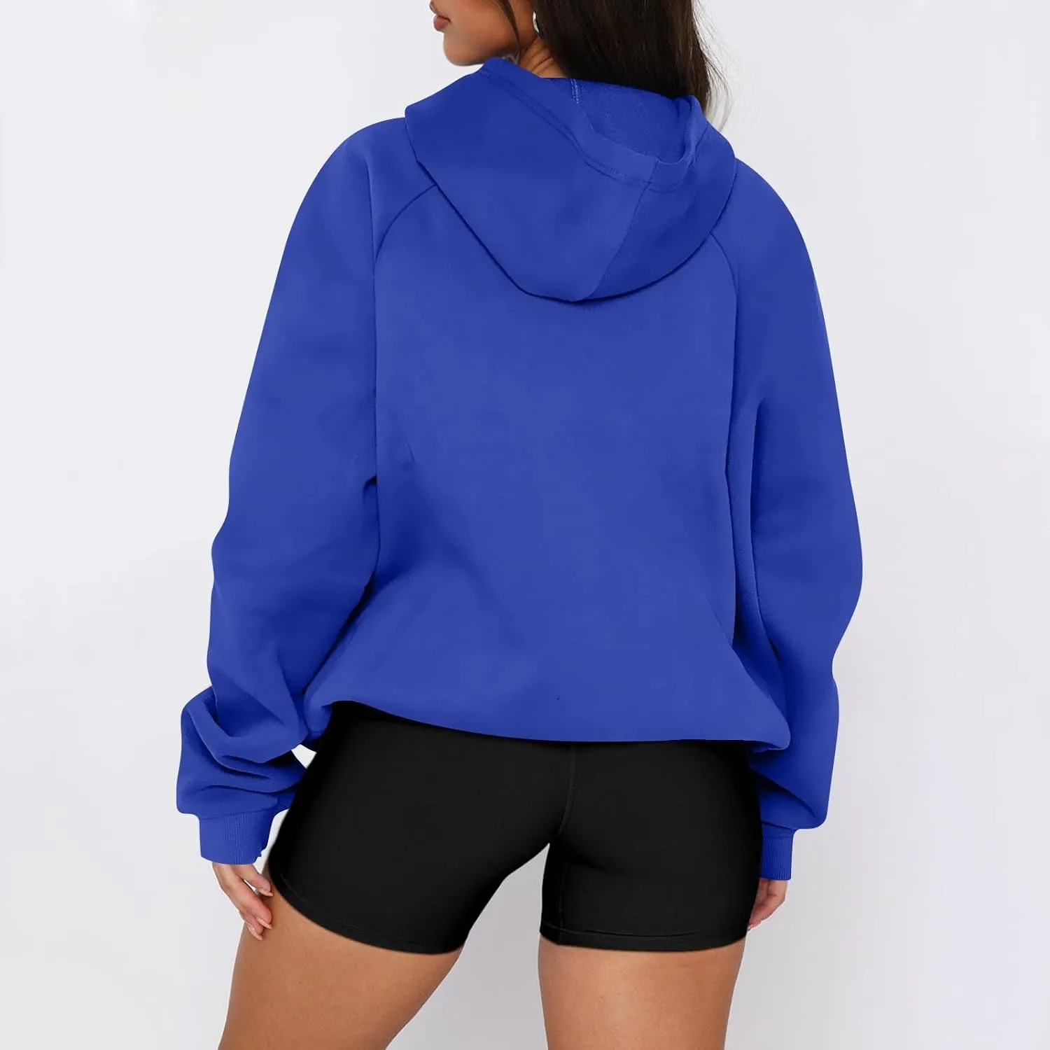 Zip Up Hoodie Women Y2K Comfy Long Sleeve Fleece Quarter Zip Pullover Preppy Cute Oversized Sweatshirt with Pockets