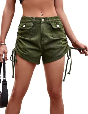 Zontroldy Womens Lightweight Cargo Shorts Casual Baggy Short Hot Pants Elastic High Waist Shorts with Pockets
