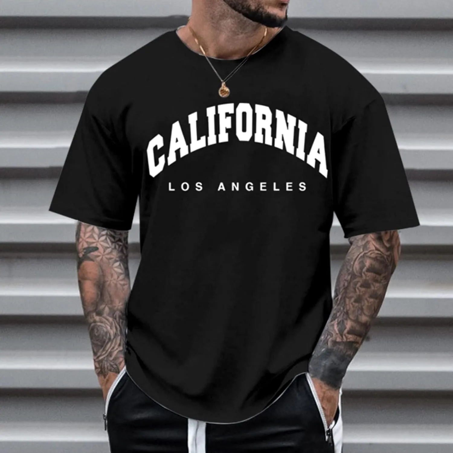 ZYXTIM Mens T Shirrs Classic Graphic Short Sleeve Crew Neck Summer Casual Tee Solid Color Hip Hop Trendy Loose Tops Plus Size